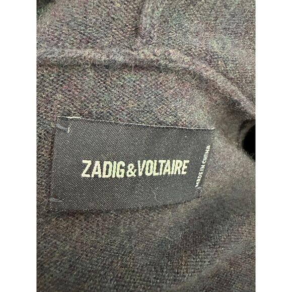 Zadig & Voltaire Cassy WS Patch Zip UP Cashmere Cardigan Sweater Blue XS - Picture 5 of 9